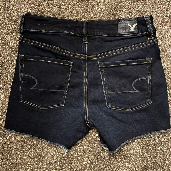 American Eagle Outfitters Hi Rise Shortie Denim Jeans Shorts Dark Wash - Picture 3 of 9